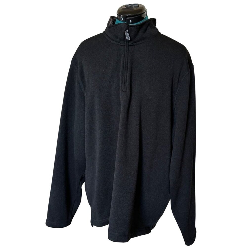Men's Wrangler Authentics Black 1/4 Zip Pullover Jacket 100% Polyester Size XL